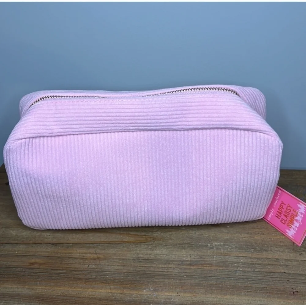 NWT Simply Southern WIFEY Pink White and Gold Varsity Cosmetic Bag